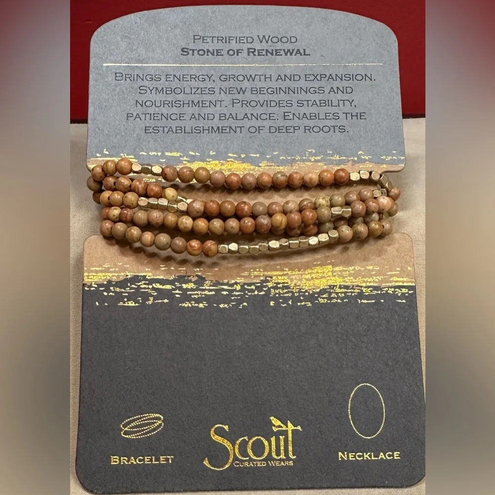 Scout Curated Wears, Petrified Wood, Semi Precious Gem Stone Necklace/Bracelet - Picture 1 of 6